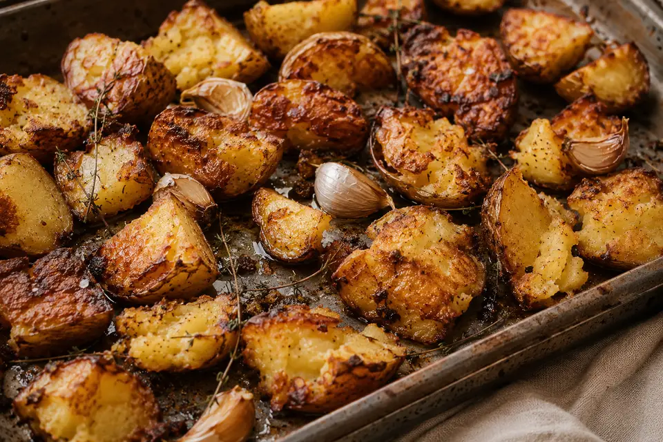 Pommes de terre rôties écrasées