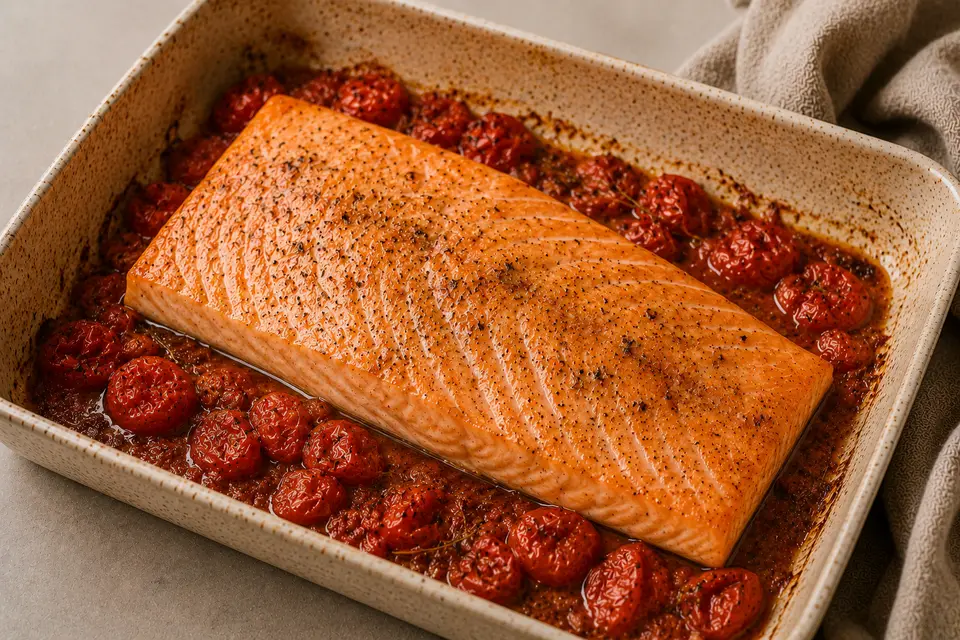 Saumon au four aux tomates cerises
